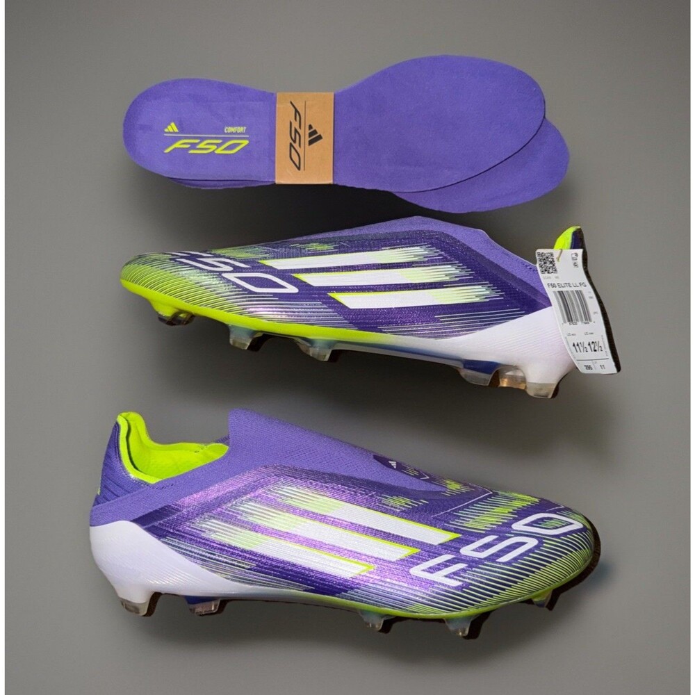 ADIDAS F50 ELITE LL FG PRO SOCCER CLEATS PURPLE LEMON WHITE JH7628 Size 11.5